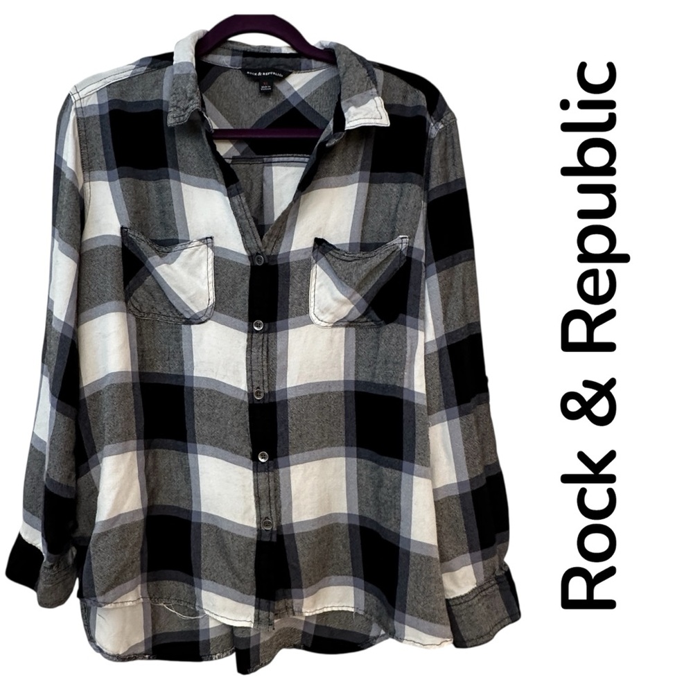 Rock & Republic Black and White Checkered Shirt